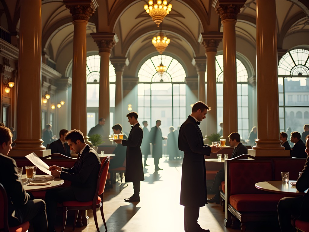 Historic Viennese coffee house Café Central with traditional service and architecture