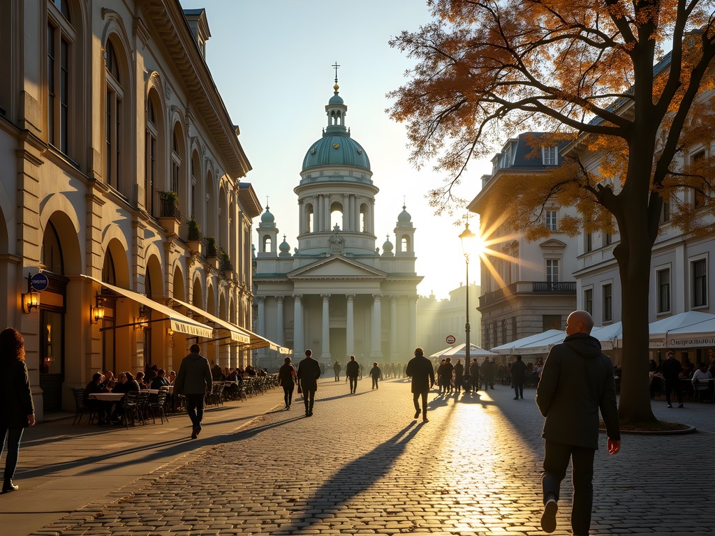 Vienna's Stephansplatz in golden autumn light with historic architecture