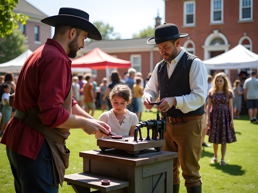 Costumed interpreters demonstrate colonial crafts at First State Heritage Park in Dover