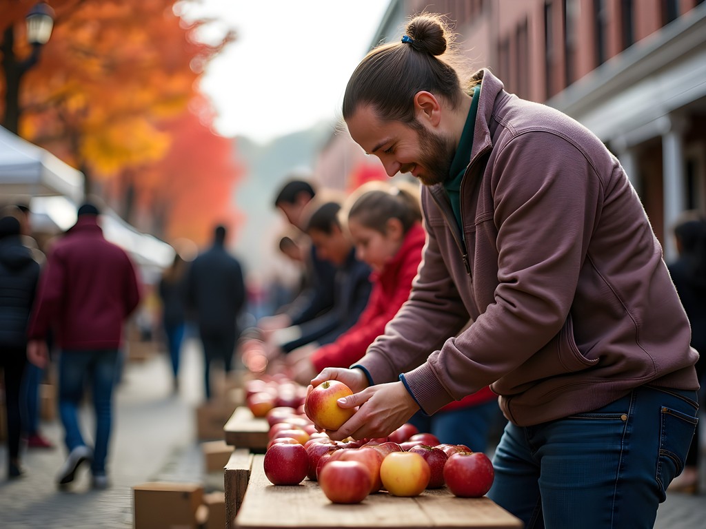 Families enjoying apple harvest activities and cultural performances in downtown Dover