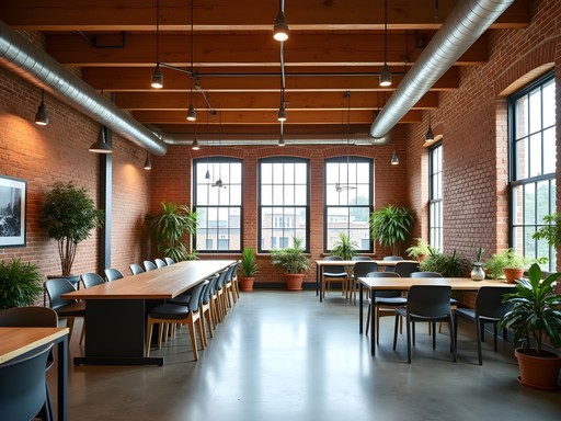 Modern sustainable technology workspace inside historic mill building in Dover