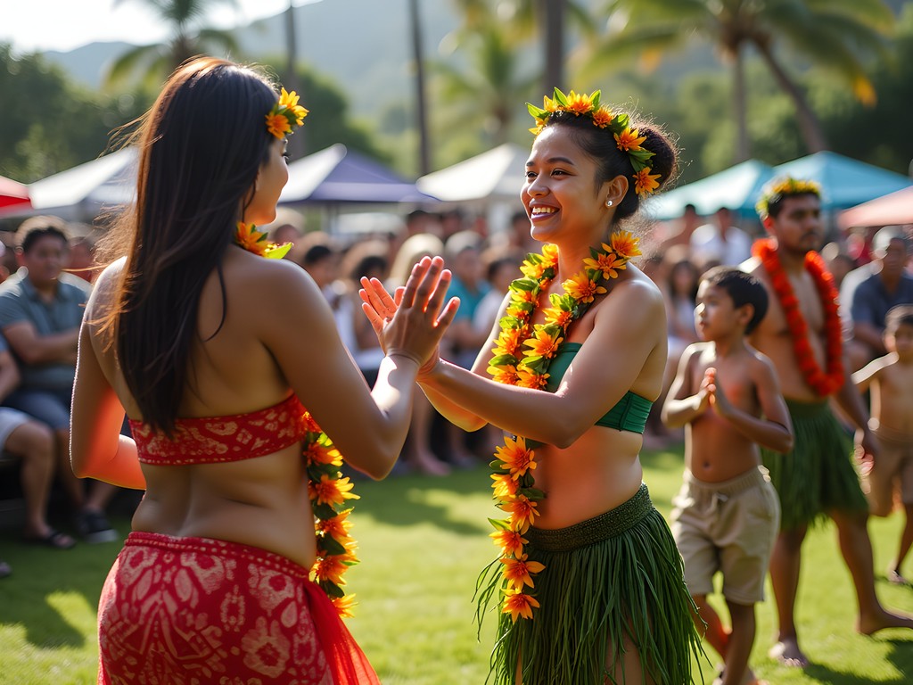 Traditional Hawaiian dance performance at Ewa Cultural Festival with multi-generational participants