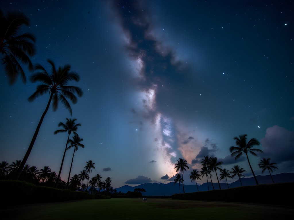 Spectacular night sky with stars and Milky Way visible over Ewa Gentry landscape
