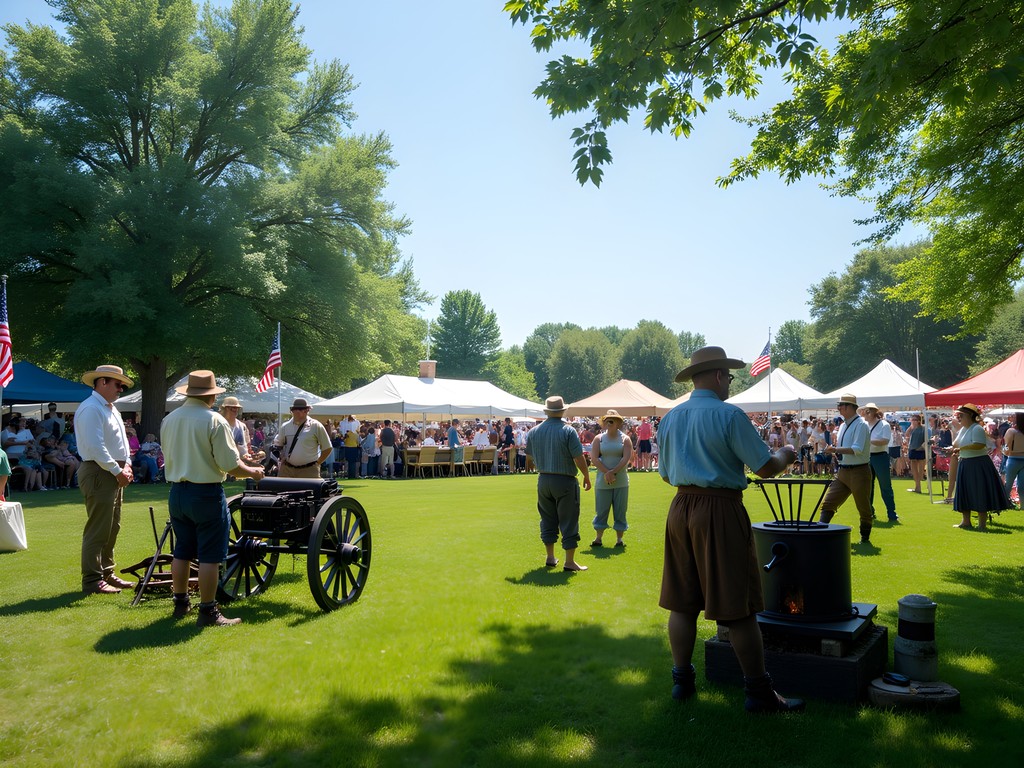 Historical reenactors in period costume at John C. Fremont Days festival