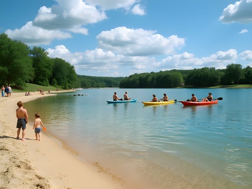 Kayakers on clear water at Fremont Lakes State Recreation Area Nebraska