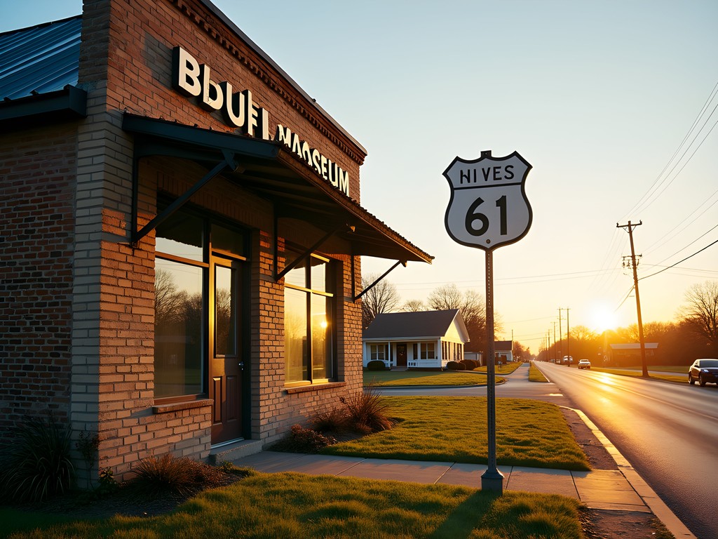 Highway 61 Blues Museum exterior in Greenville Mississippi with historic signage