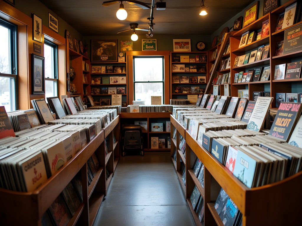 Interior of a vintage record store in Jackson with vinyl collections and memorabilia