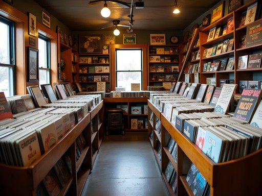Interior of a vintage record store in Jackson with vinyl collections and memorabilia
