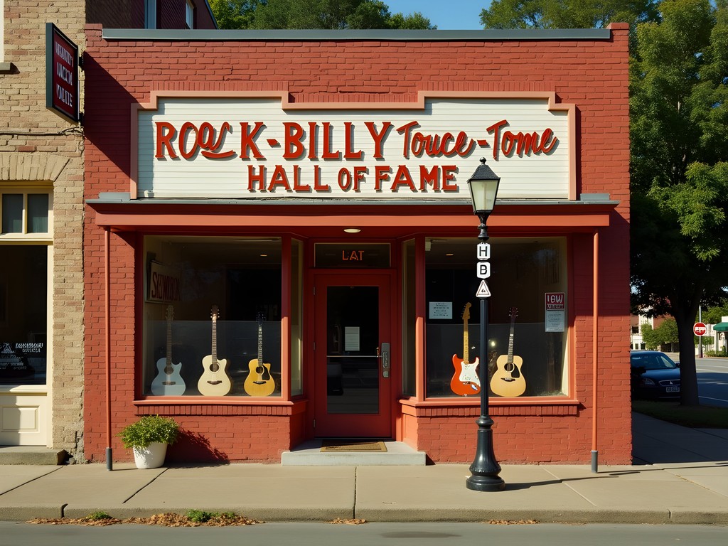 International Rock-A-Billy Hall of Fame brick building exterior in downtown Jackson Tennessee