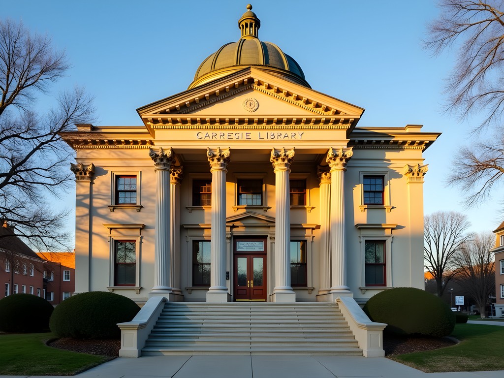 Historic Carnegie Library building in Lorain with neoclassical architecture