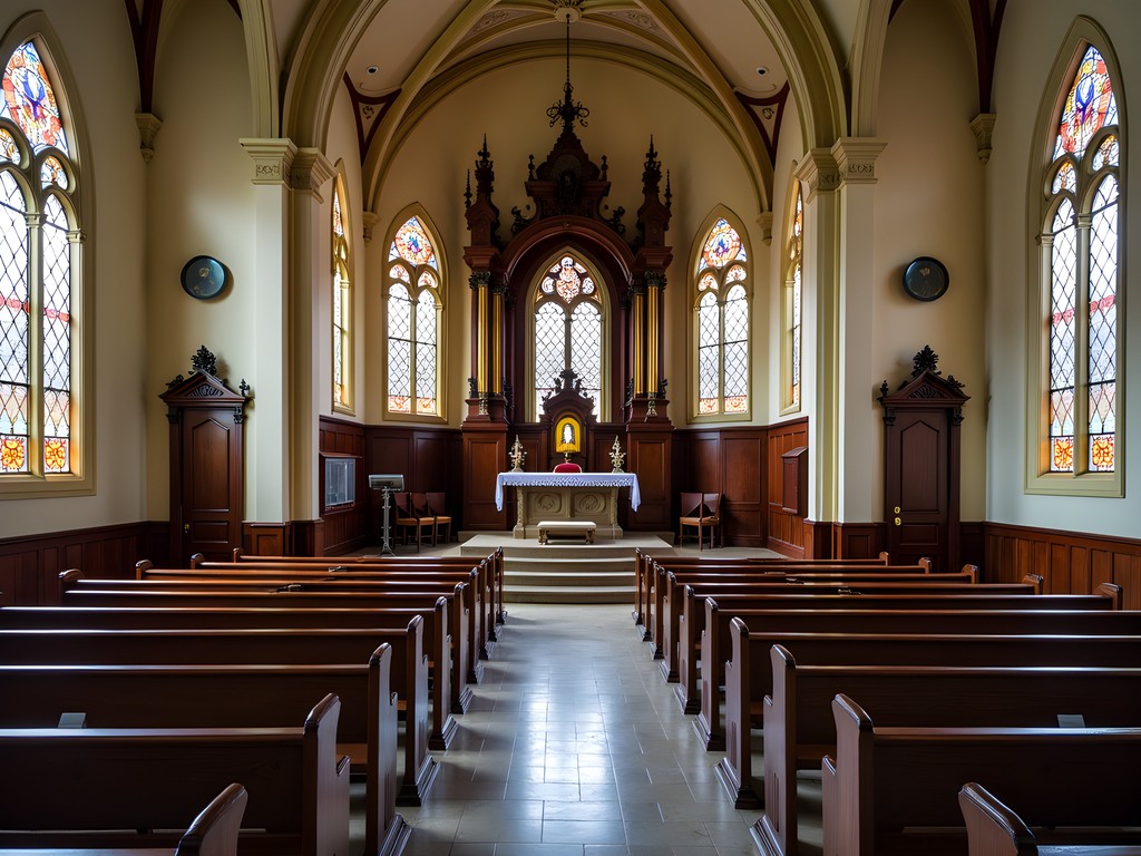 Ornate interior of St. Ladislaus Hungarian Catholic Church in Lorain showing cultural heritage