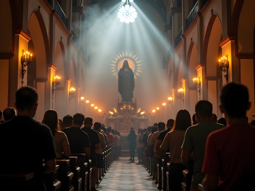 Filipino devotees during Friday worship at Quiapo Church in Manila