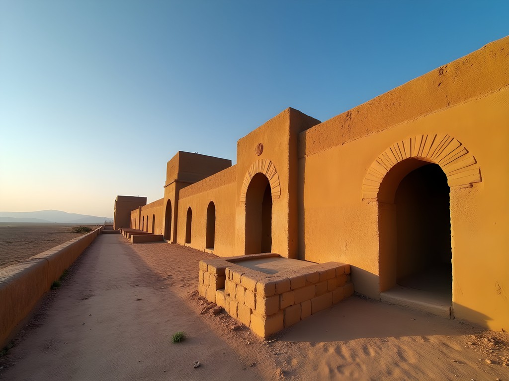 The iconic twin fortresses of Kyz Kala at ancient Merv archaeological site in Turkmenistan