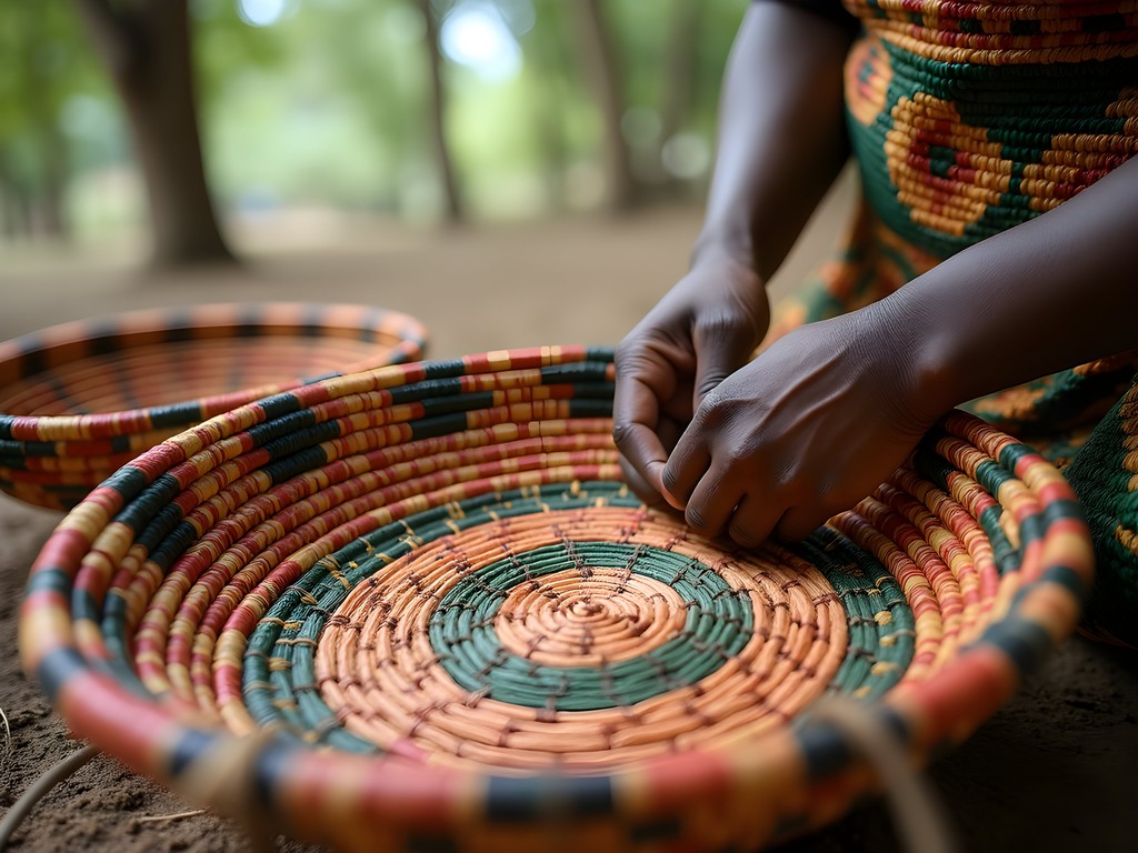 Learning traditional basket weaving techniques from Ankole artisans