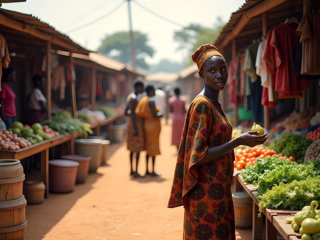 Shopping at local produce market in Mbarara with reusable bags