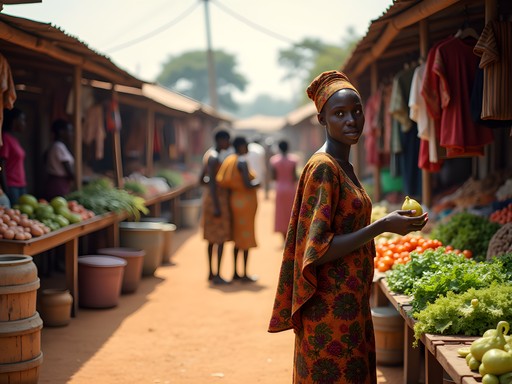 Shopping at local produce market in Mbarara with reusable bags
