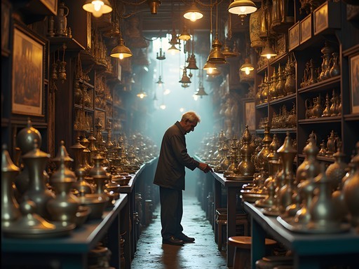 Colorful display of vintage artifacts and antiques in Mumbai's historic Chor Bazaar