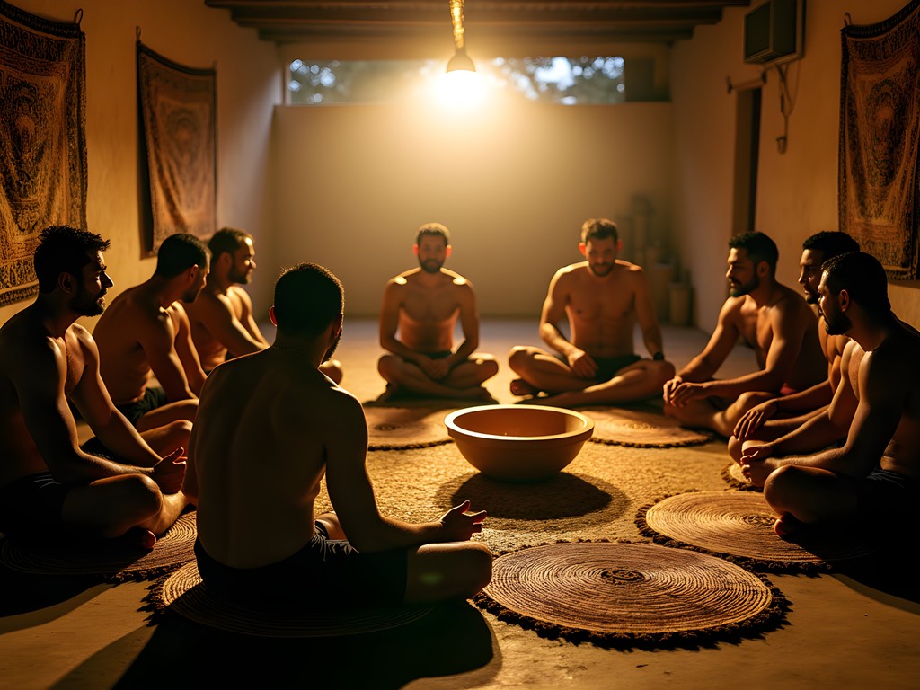 Traditional kava ceremony in Nuku'alofa with locals gathered around wooden kava bowl