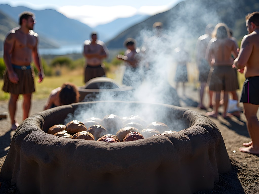 Traditional Māori hangi earth oven preparation in Queenstown region