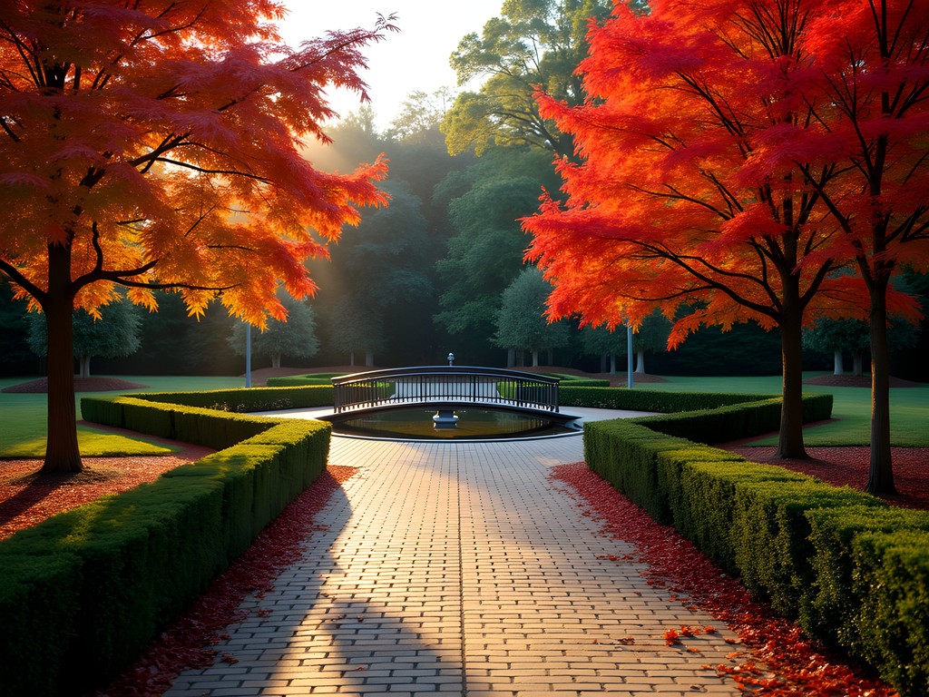 Autumn colors and pathways at Glencairn Garden in Rock Hill, South Carolina