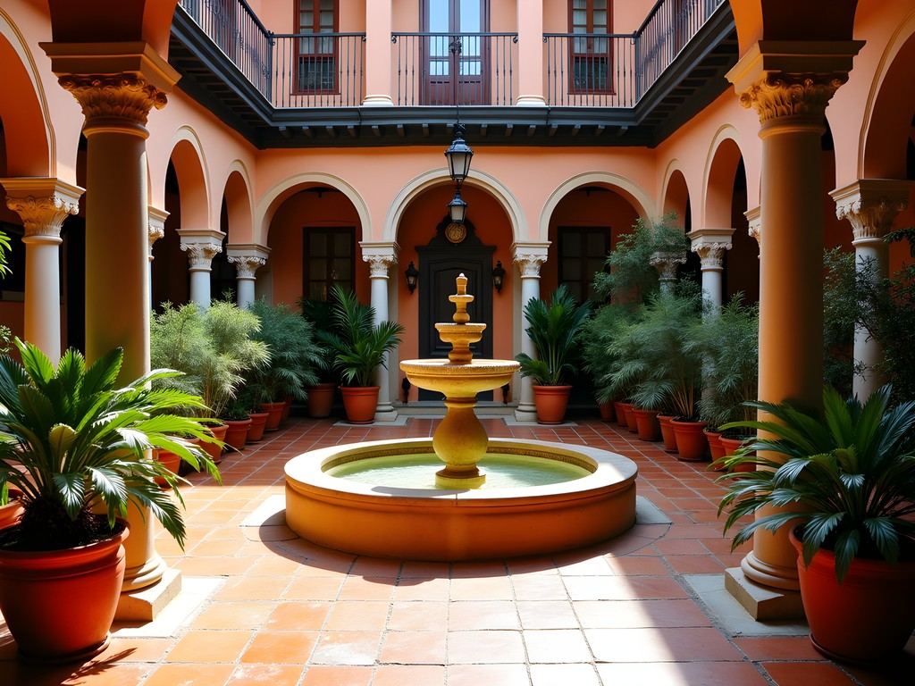 Traditional Andalusian courtyard in a boutique hotel in Seville