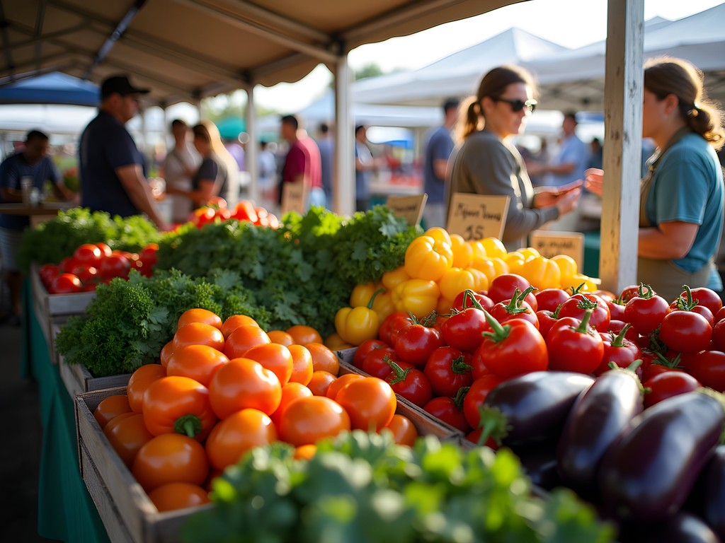 Colorful fresh produce display at Shreveport Farmers' Market
