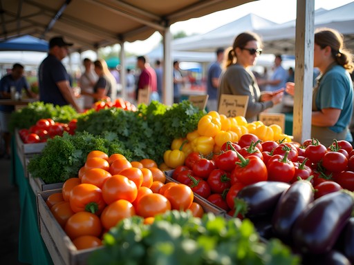 Colorful fresh produce display at Shreveport Farmers' Market