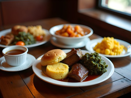 Traditional soul food spread at Eddie's Restaurant in Shreveport