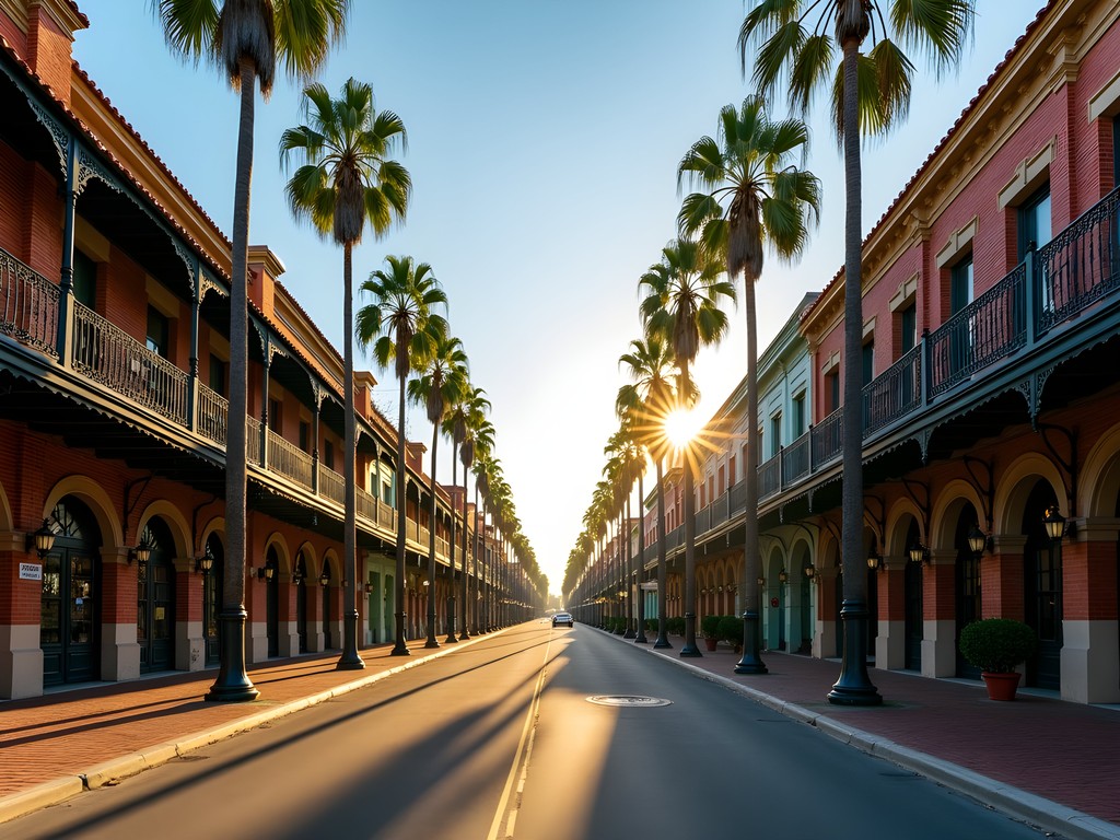 Historic 7th Avenue in Ybor City with traditional brick buildings and wrought iron balconies