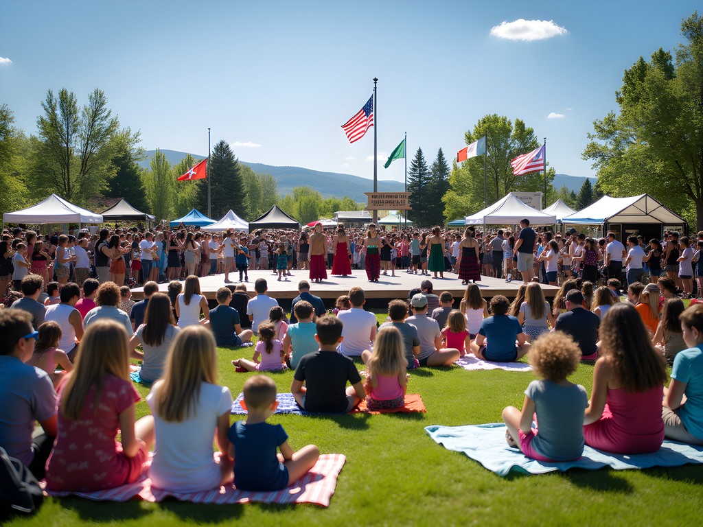 Diverse crowd enjoying cultural performances at Taylorsville Dayzz festival