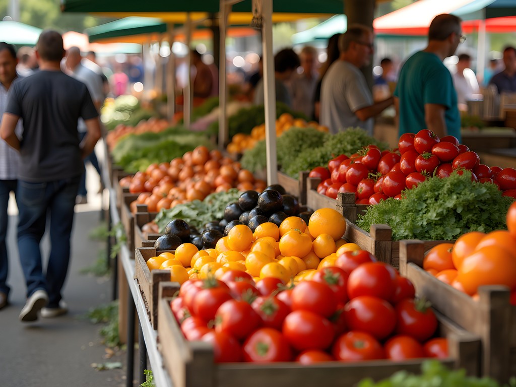 Trenton Farmers Market with colorful fresh produce displays and local vendors
