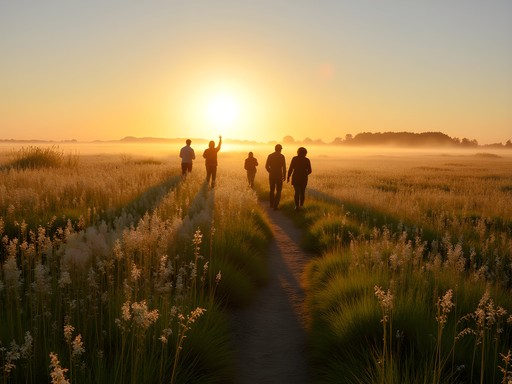 Guided sunrise walk through restored prairie landscape in Wahpeton