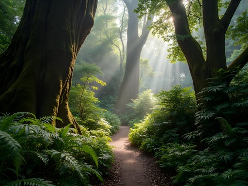 Native New Zealand forest at Zealandia ecosanctuary Wellington with ancient trees and ferns