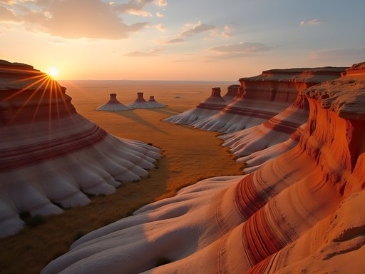 African American woman meditating at sunrise overlooking the badlands of Theodore Roosevelt National Park North Unit