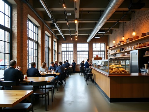 Interior of Birch Tree Bread Company showing industrial space with fresh baked goods