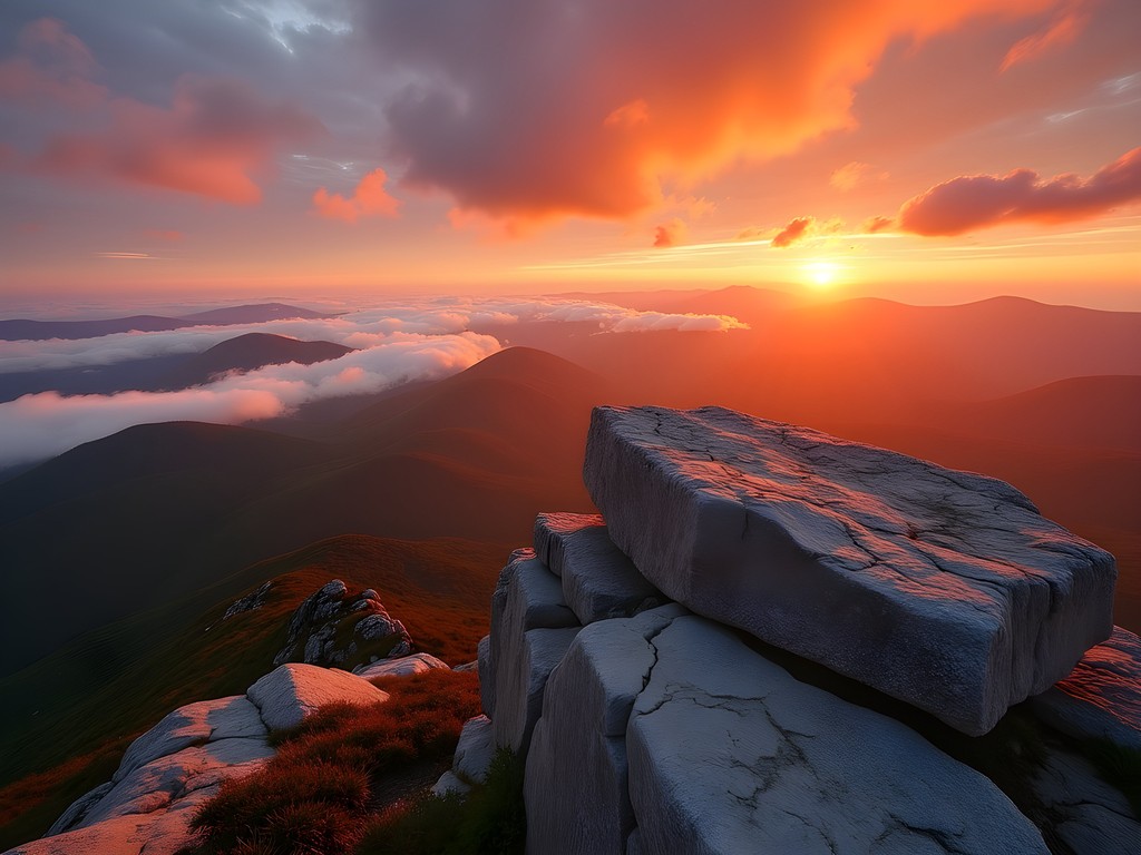 Sunrise view from Cadillac Mountain in Acadia National Park