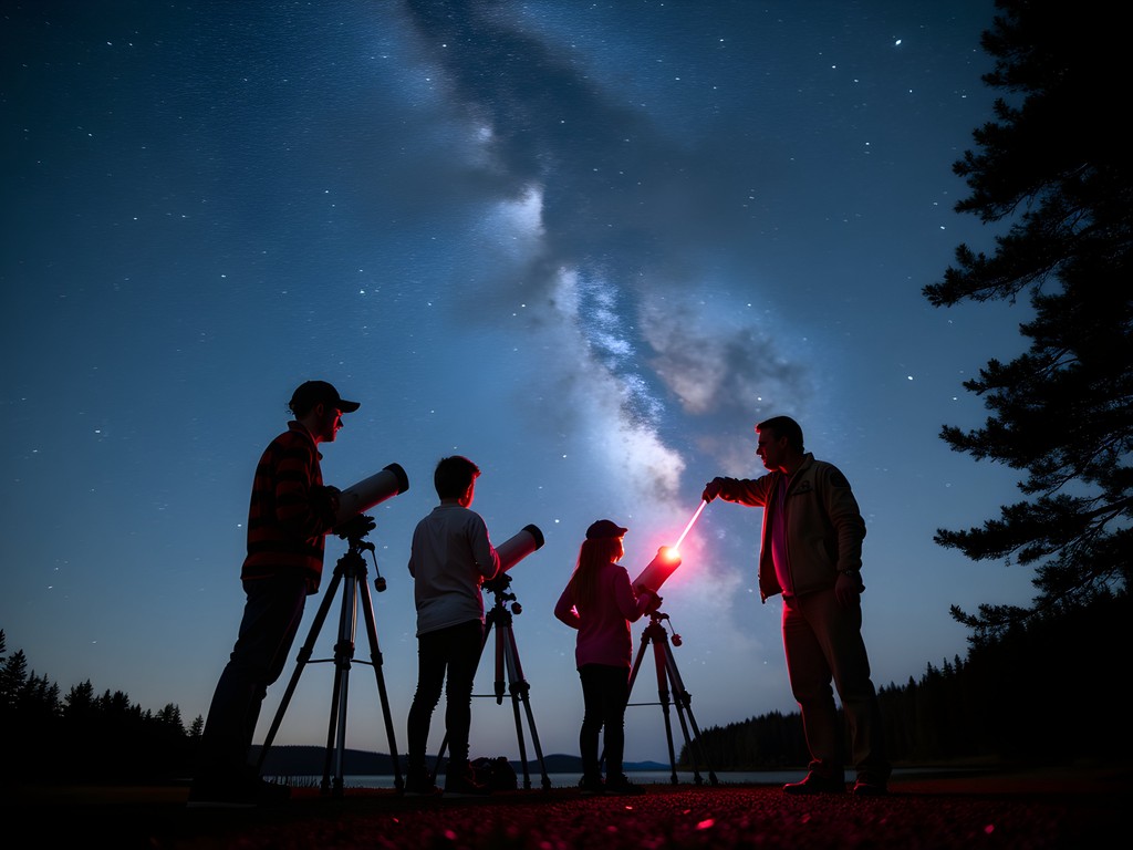 Family participating in night sky program at Acadia National Park