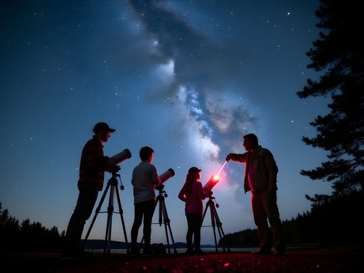 Family participating in night sky program at Acadia National Park