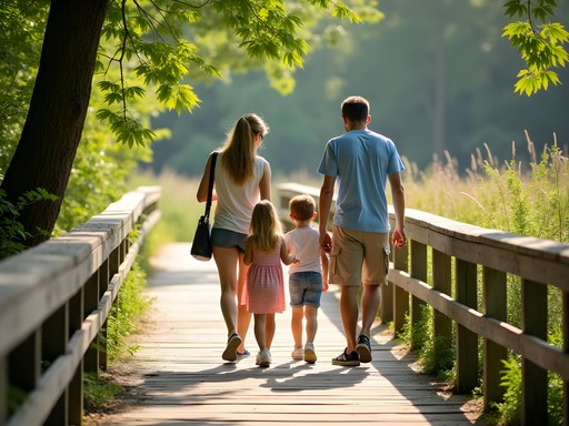 Family exploring nature trails at Patuxent Research Refuge near Bowie