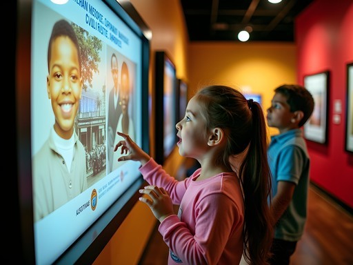 Children engaging with interactive exhibit at African American Museum of Iowa