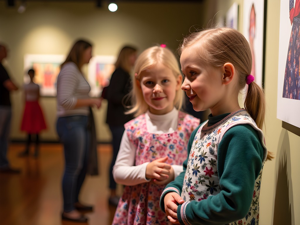 Family trying on traditional Czech costumes at the National Czech & Slovak Museum