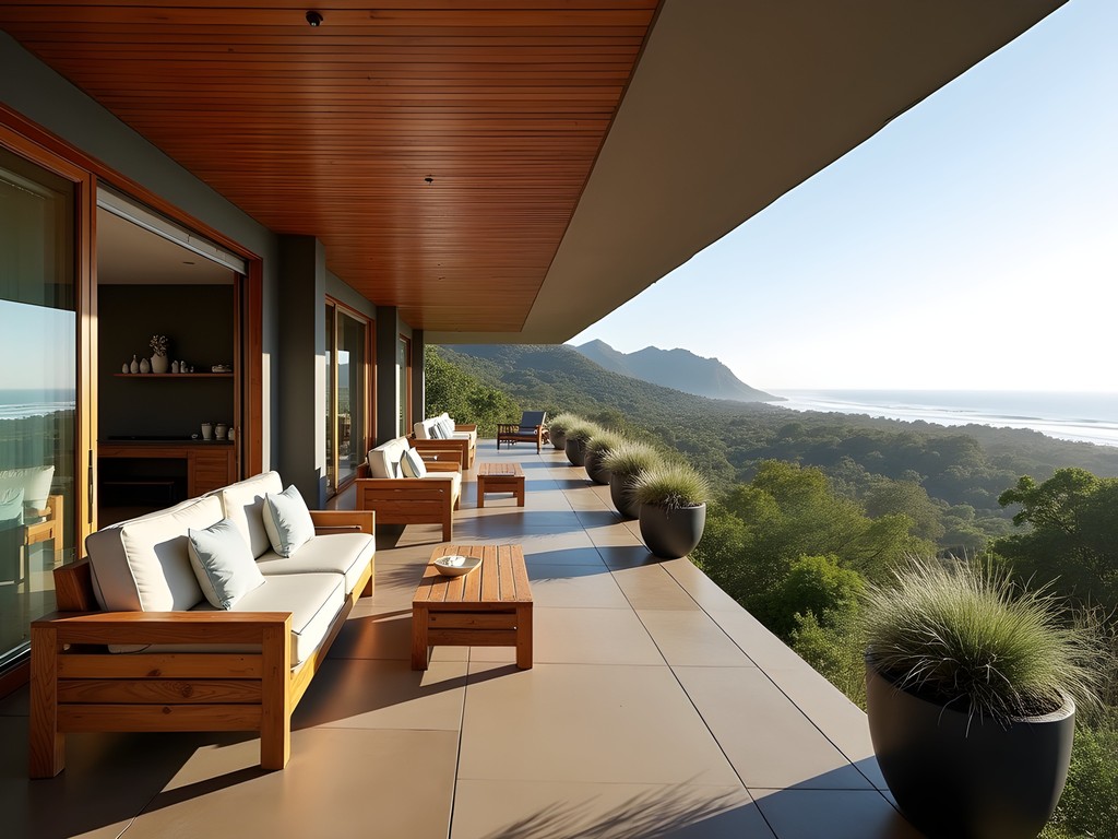 Family suite private terrace at Prana Lodge near East London with climate-adaptive design features