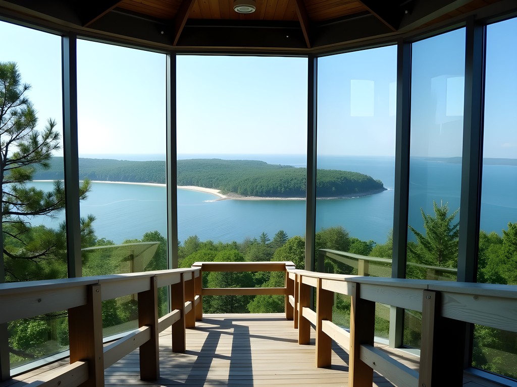 Tom Ridge Environmental Center observation tower overlooking Presque Isle State Park and Lake Erie