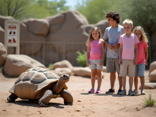 Family observing desert wildlife at Wildlife World Zoo in Glendale Arizona