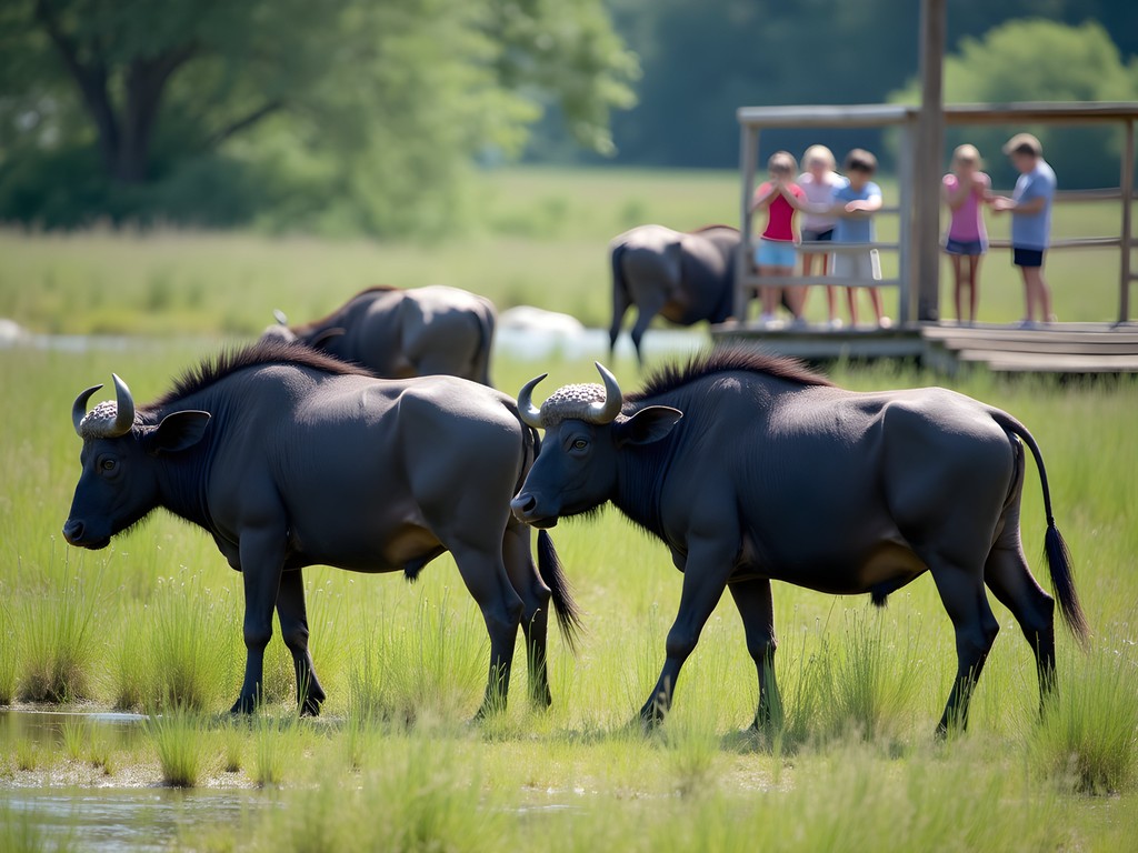Water buffalo at Kápolnapuszta Buffalo Reserve near Lake Balaton