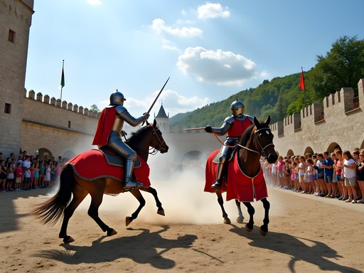 Medieval knight tournament performance at Sümeg Castle near Lake Balaton
