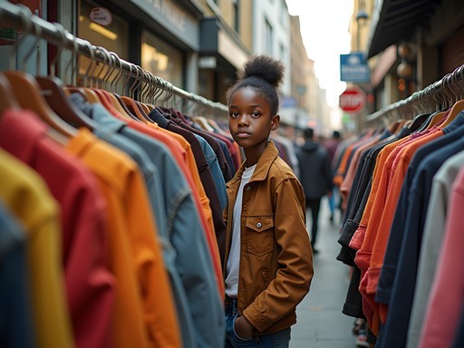 Teenagers browsing vintage clothing at Brick Lane Market in London
