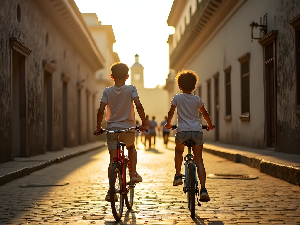 Family bamboo bike tour through historic Intramuros district