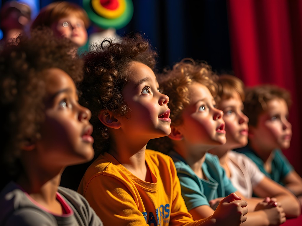 Children watching a puppet performance at Puppet Works in Brooklyn