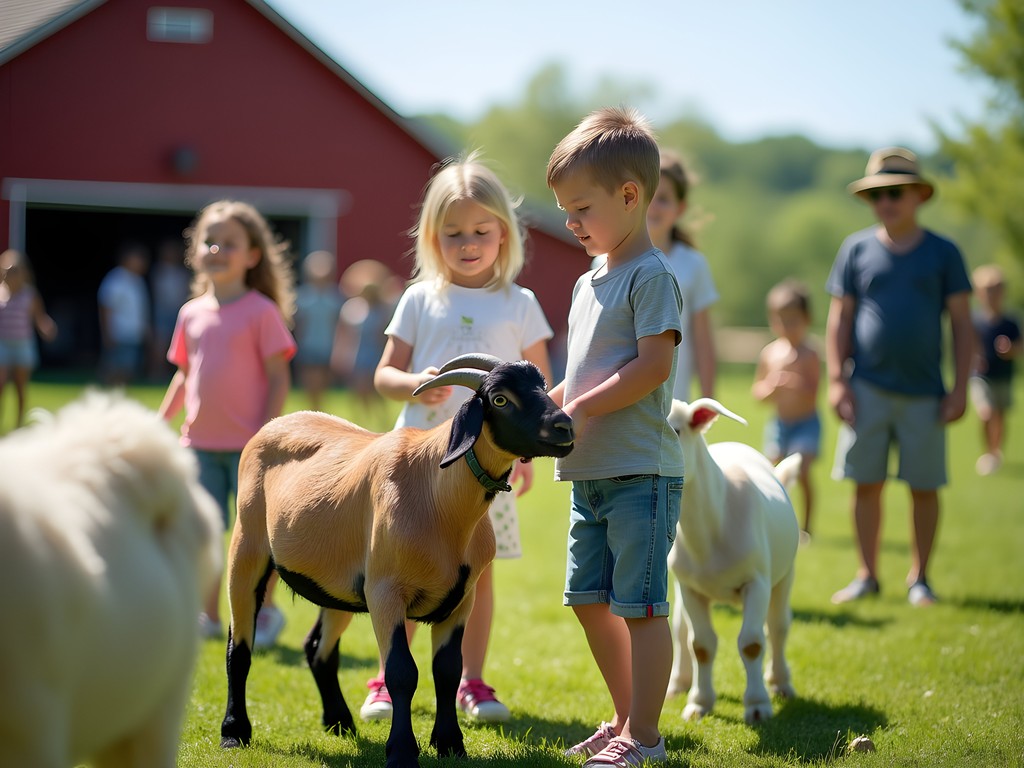 Children feeding farm animals at Queens County Farm Museum